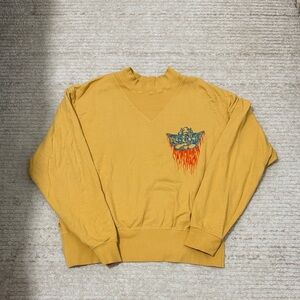 Boys Lie Mustard Crewneck Sweater with Graphic